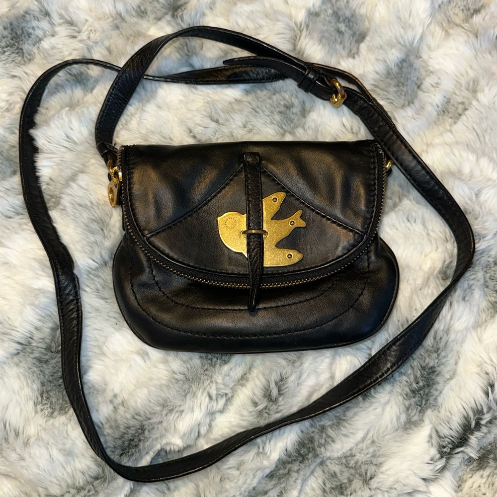 Marc By Marc Jacobs Black Leather Crossbody Bag with Gold Accent